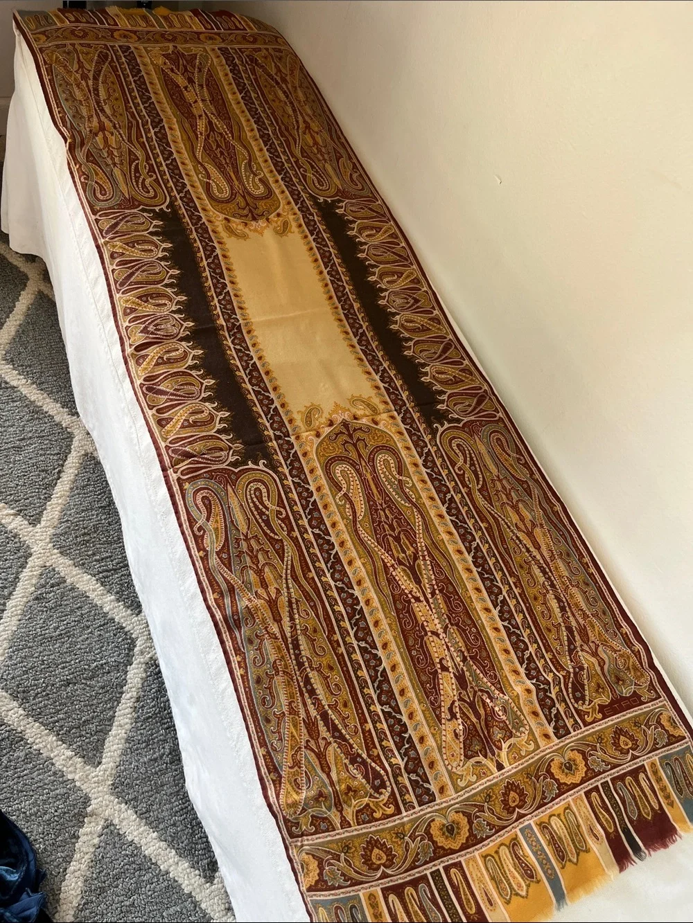 Etro Burgundy, Gold and Blue Paisley Throw
